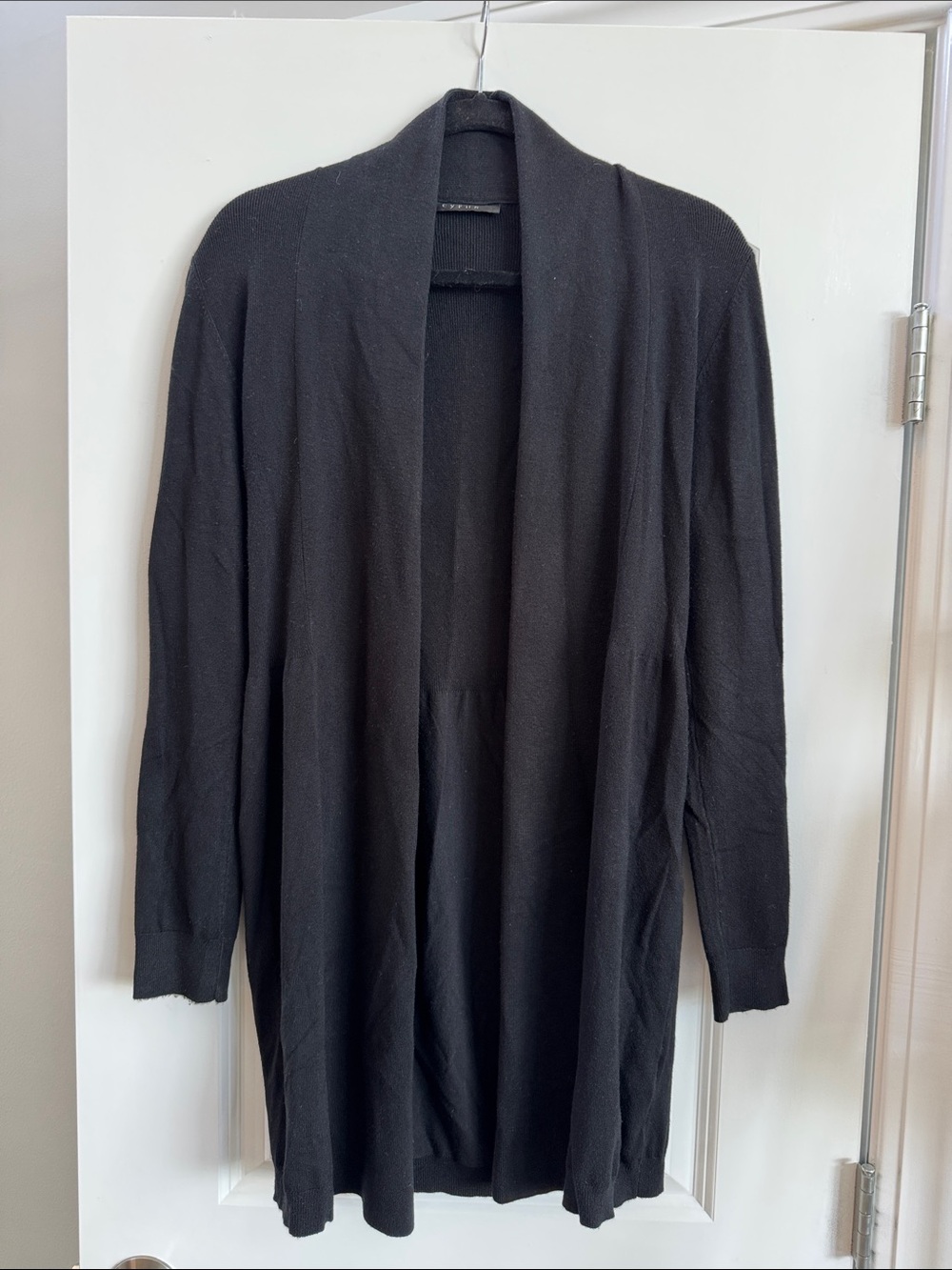 Black Open Front Long Cardigan